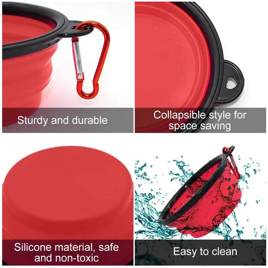 350ML Foldable Silicone Pet Travel Bowl with Carabiner