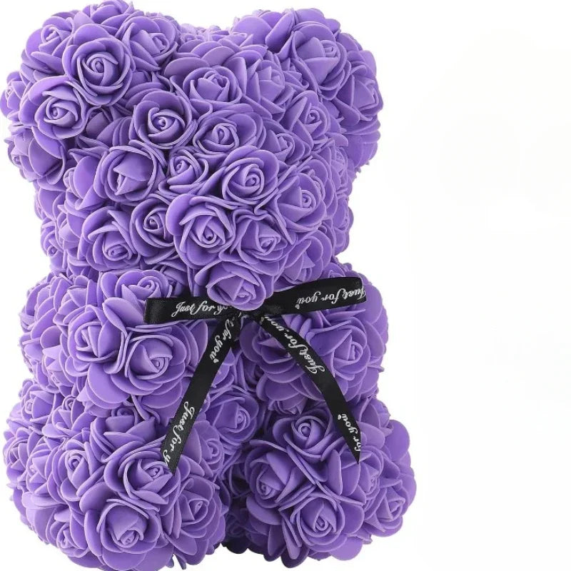 Eternal Rose Teddy Bear (Artificial) — Mom Gift & Room Decor