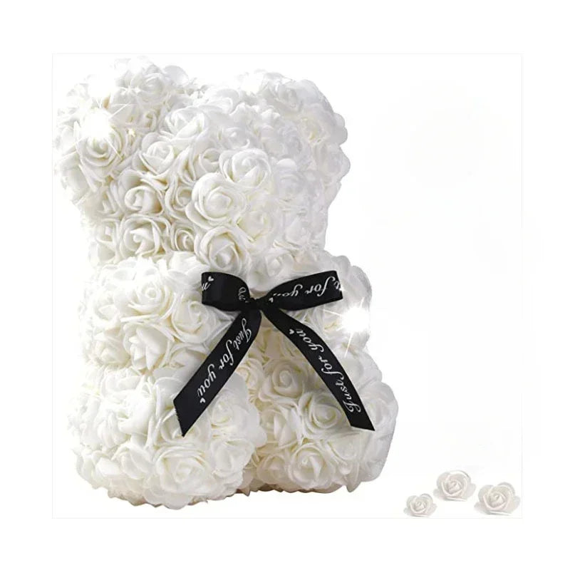 Eternal Rose Teddy Bear (Artificial) — Mom Gift & Room Decor