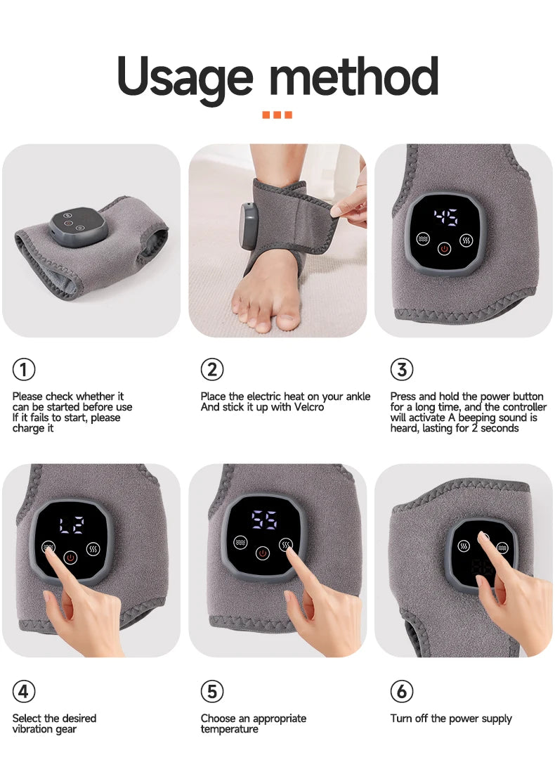 Electric Heat & Vibration Ankle Massager (Heated Wrap/Brace)