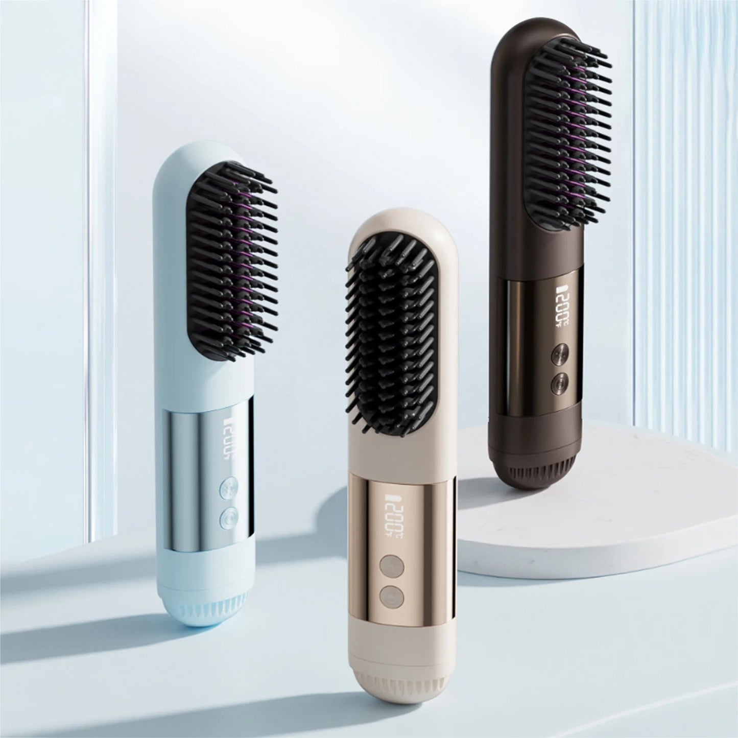 Cordless Hair Straightening Brush - USB Rechargeable