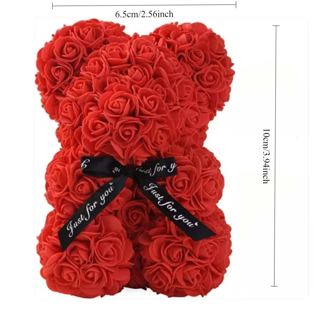 Eternal Rose Teddy Bear (Artificial) — Mom Gift & Room Decor