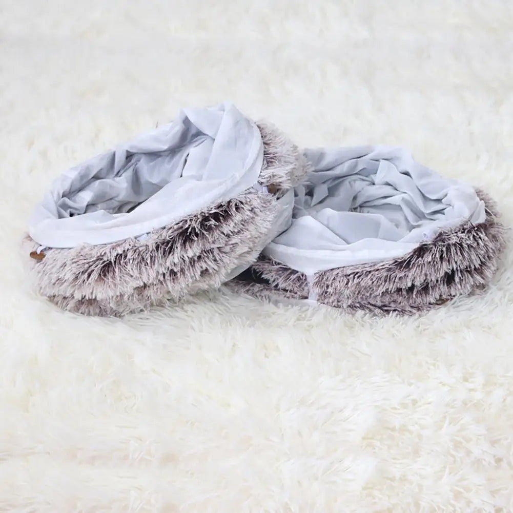 Washable Plush Cat Tunnel Bed - Donut Style