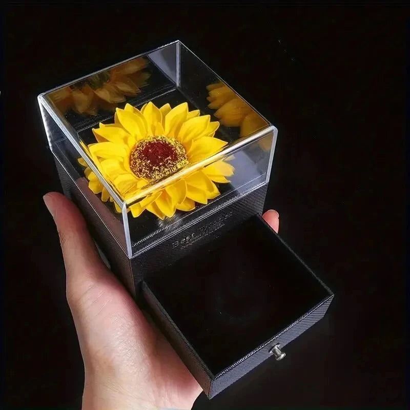 Sunflower Necklace Gift Box — Simulated Flower Gift for Girlfriend/Mom