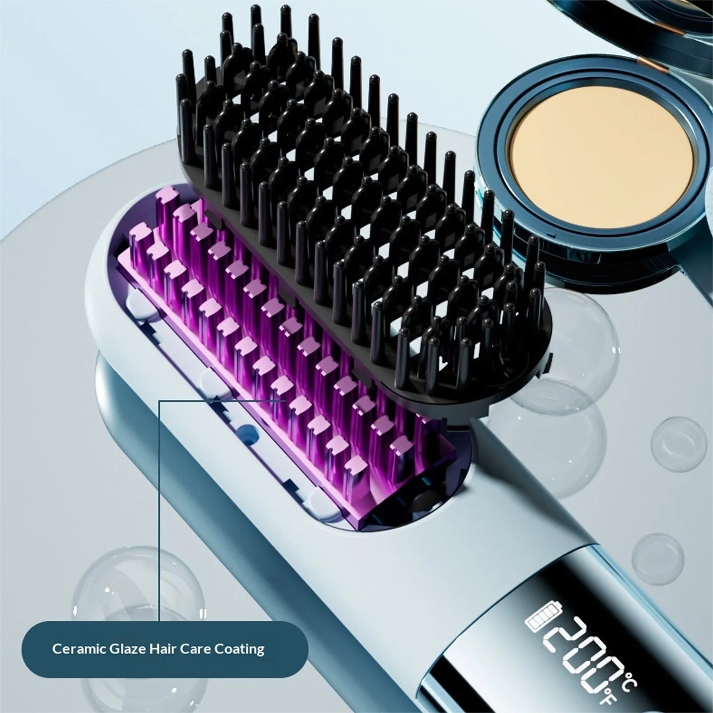 Cordless Hair Straightening Brush - USB Rechargeable