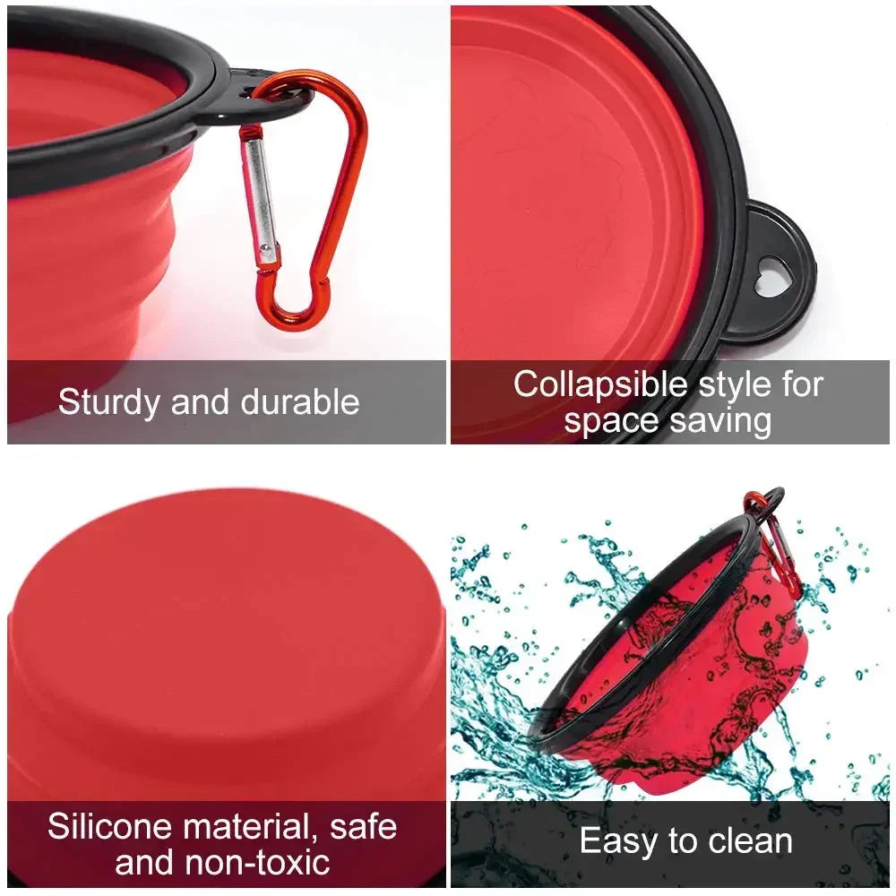 350ML Foldable Silicone Pet Travel Bowl with Carabiner