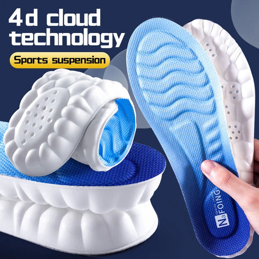 4D Cloud Sports Insoles (PU, Shock Absorbing, Breathable) — Running & Orthopedic Care