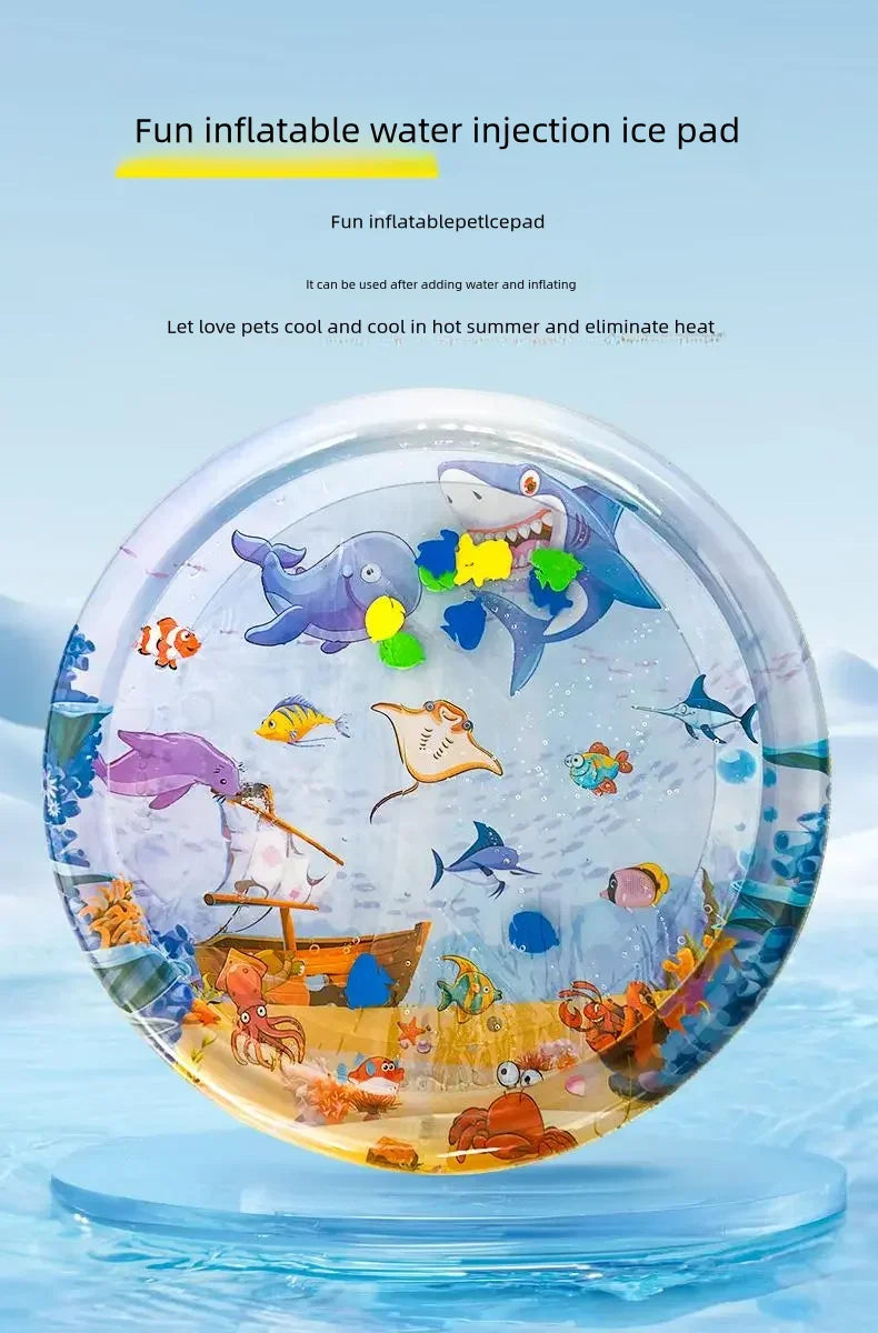 Sensory Water Play Mat for Cats - Interactive PVC Ocean Fish Toy