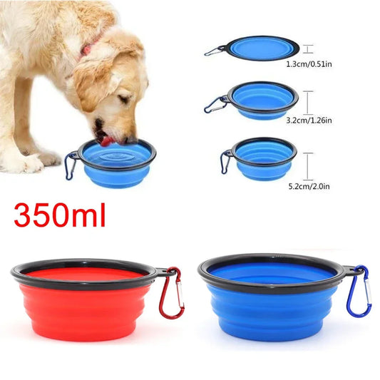 350ML Foldable Silicone Pet Travel Bowl with Carabiner