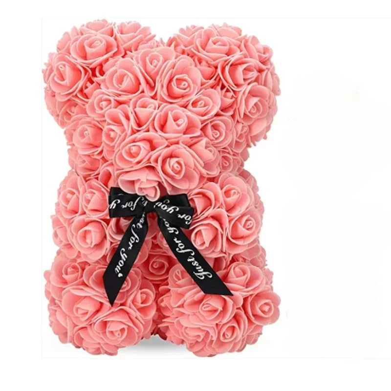 Eternal Rose Teddy Bear (Artificial) — Mom Gift & Room Decor