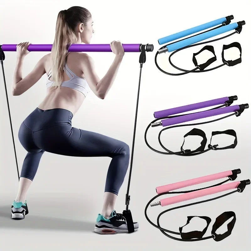 Adjustable Pilates Bar with Resistance Bands