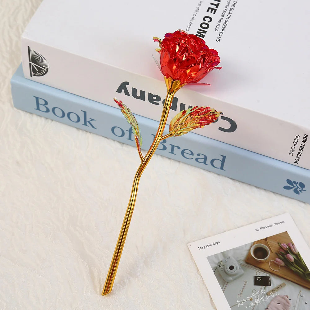 Gold Foil Artificial Rose (24K Look) — Wedding/Valentine’s/Mother’s Day Decor