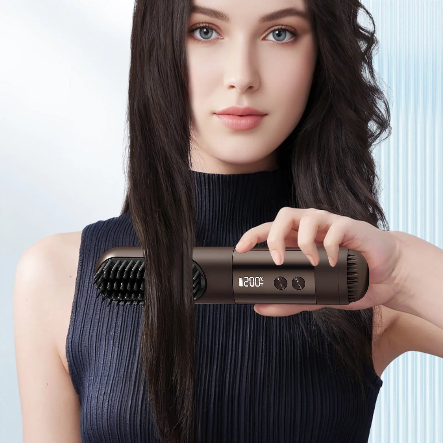 Cordless Hair Straightening Brush - USB Rechargeable