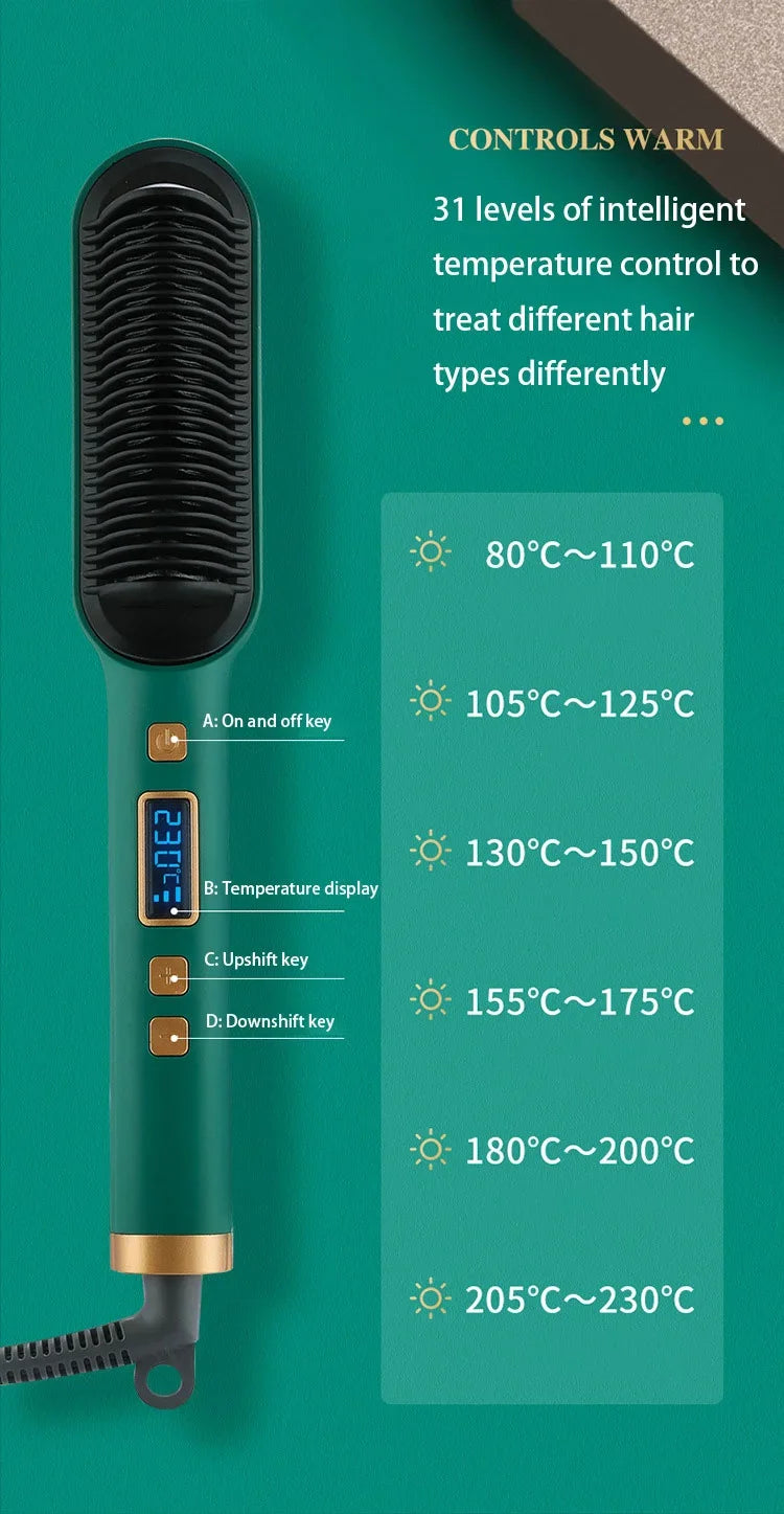 Professional Thermostatic Hair Straightening Brush