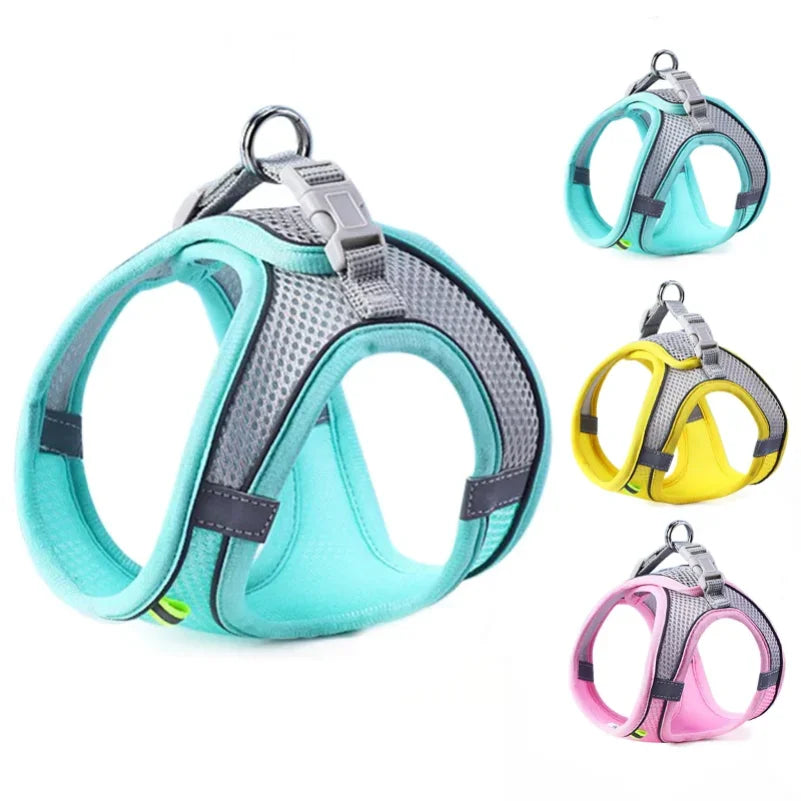 Reflective & Breathable Adjustable Pet Harness Vest with Leash Set