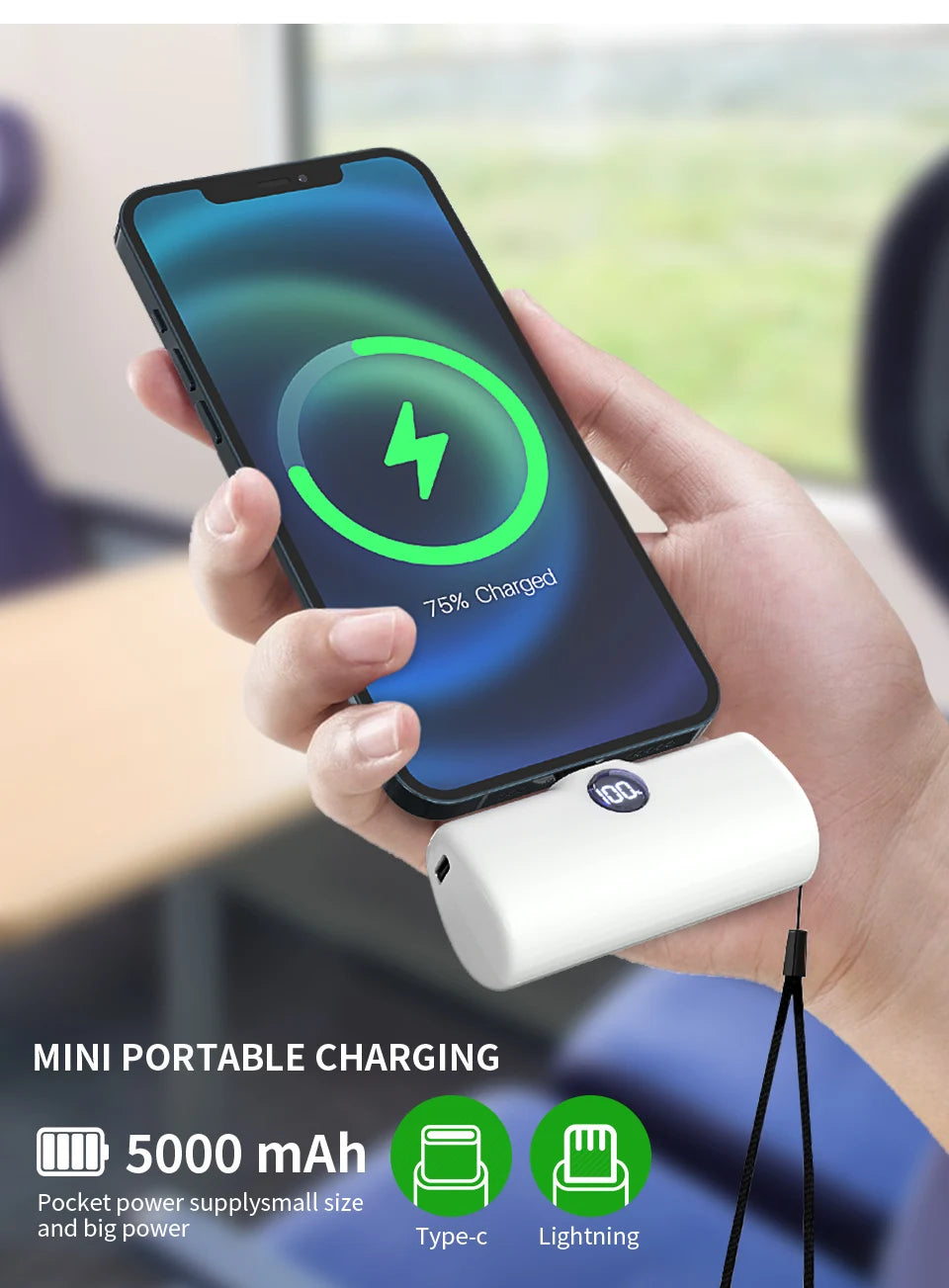 Portable Charger with Built-in Plug - PD Fast Charging