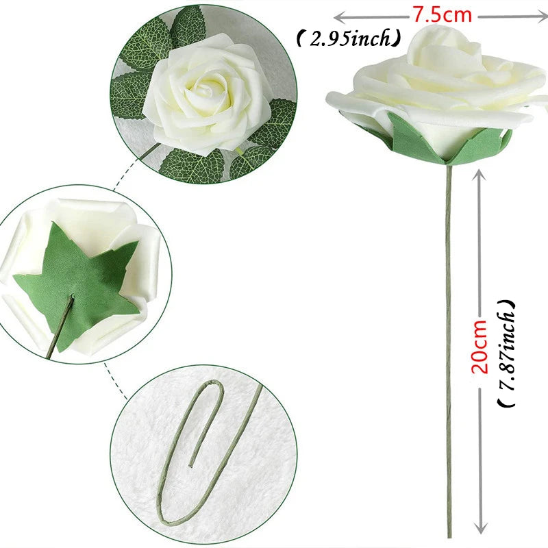 Rose Artificial Foam Flowers (10–100 pcs) — Wedding, Centerpieces & Gifts