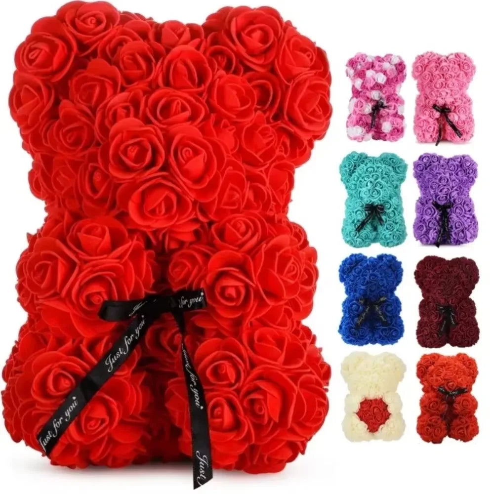 Eternal Rose Teddy Bear (Artificial) — Mom Gift & Room Decor