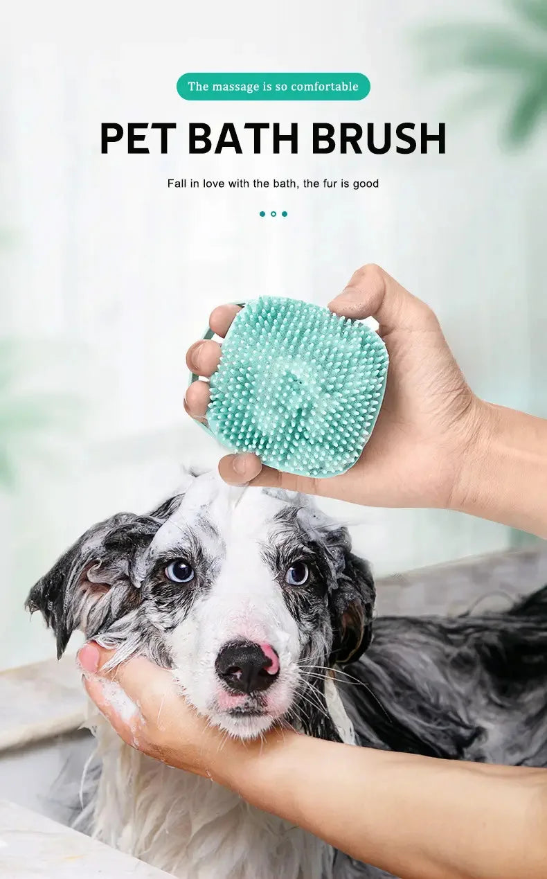 Silicone Pet Bath Massage Brush - Soft Grooming Tool for Dogs & Cats