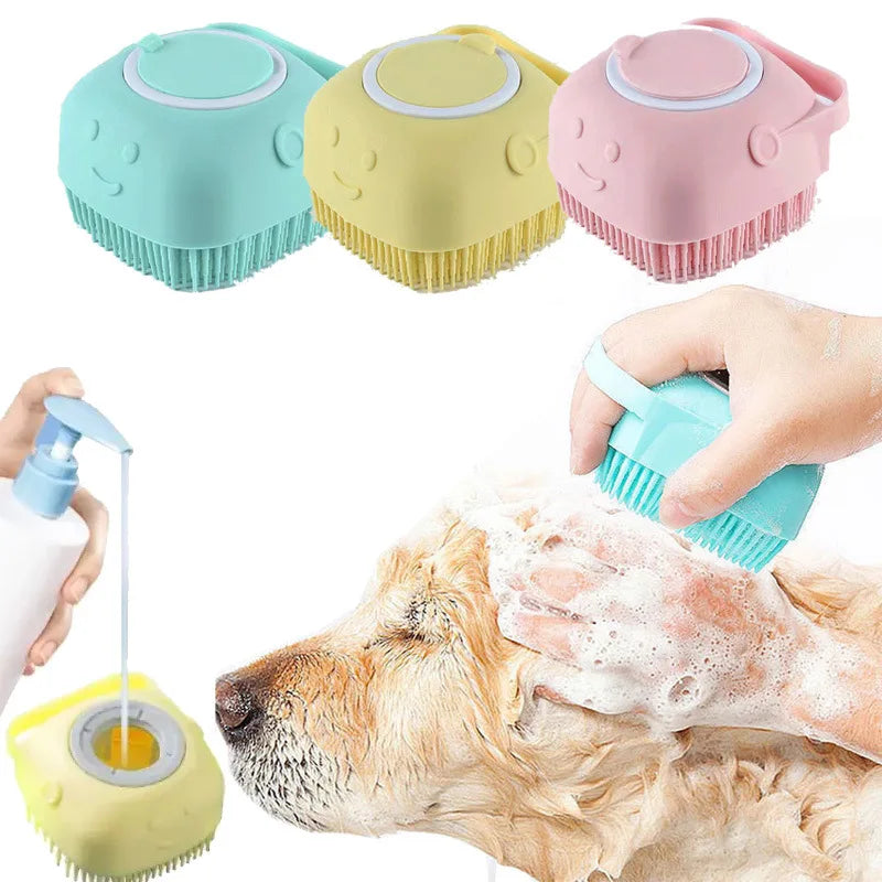 Silicone Pet Bath Massage Brush - Soft Grooming Tool for Dogs & Cats
