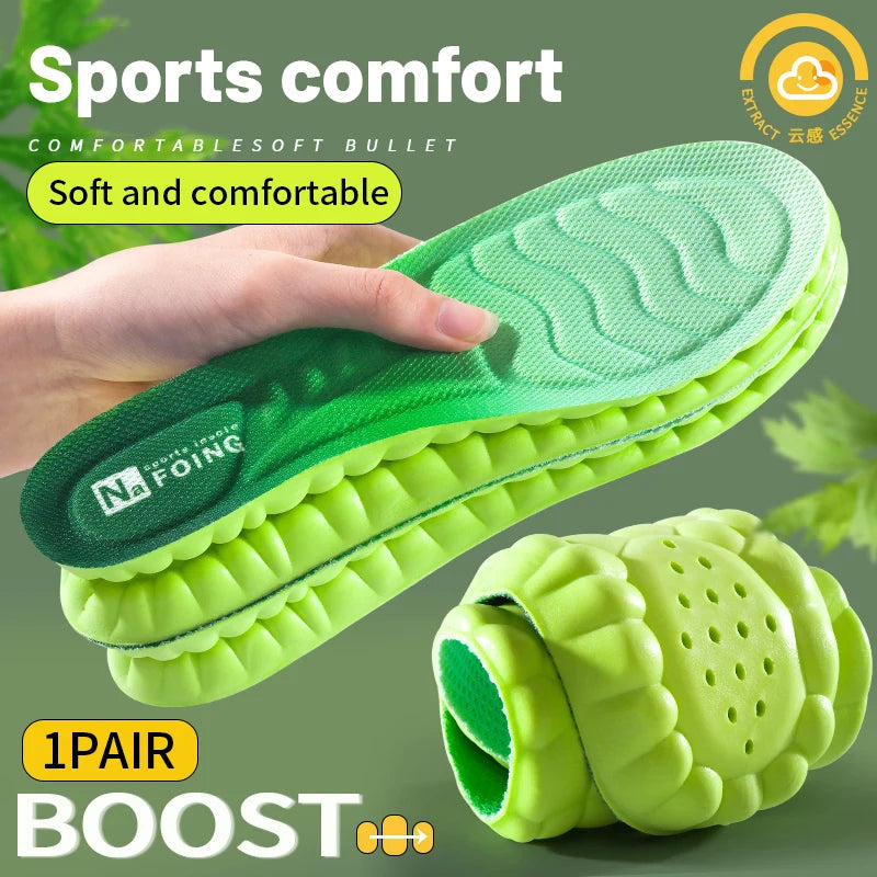 4D Cloud Sports Insoles (PU, Shock Absorbing, Breathable) — Running & Orthopedic Care