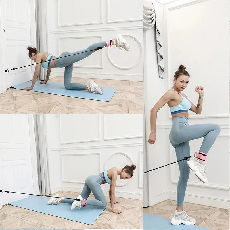 Resistance Band Set (Ankle Straps, Fitness Yoga Elastic Bands for Home Gym)