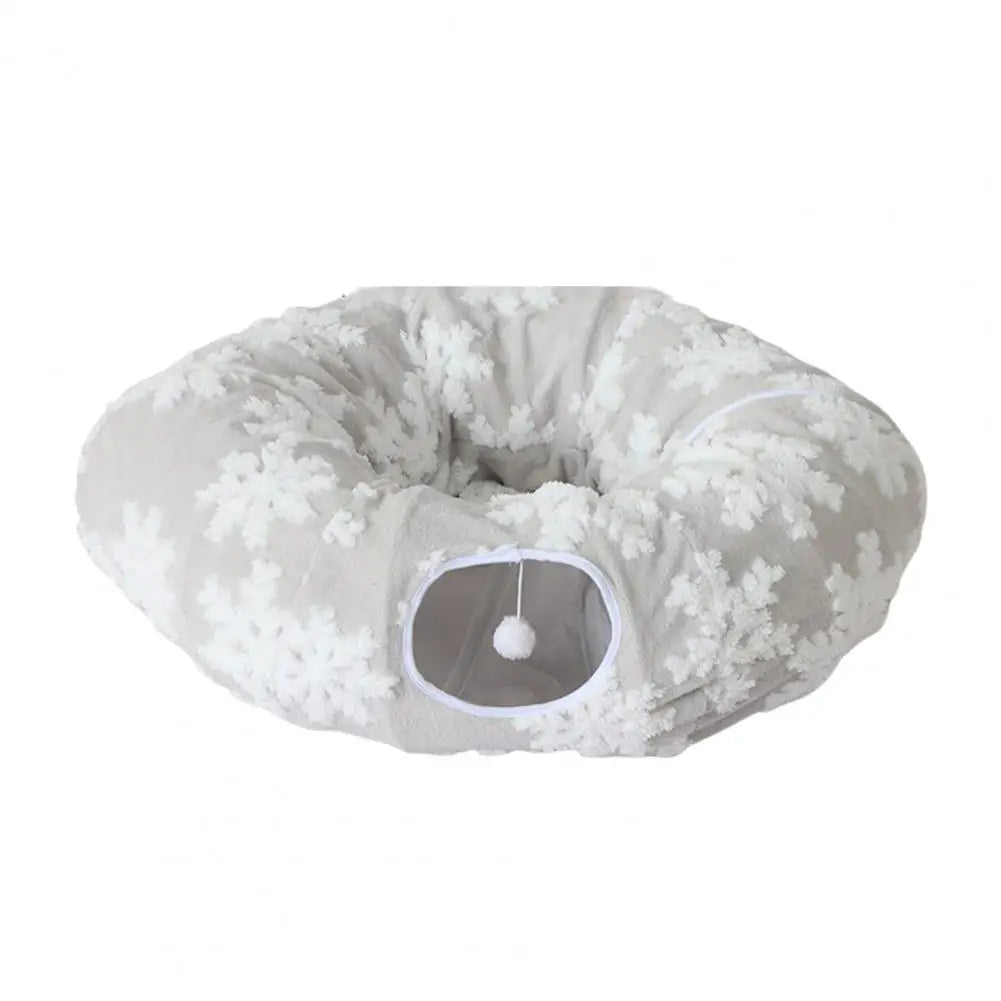 Washable Plush Cat Tunnel Bed - Donut Style