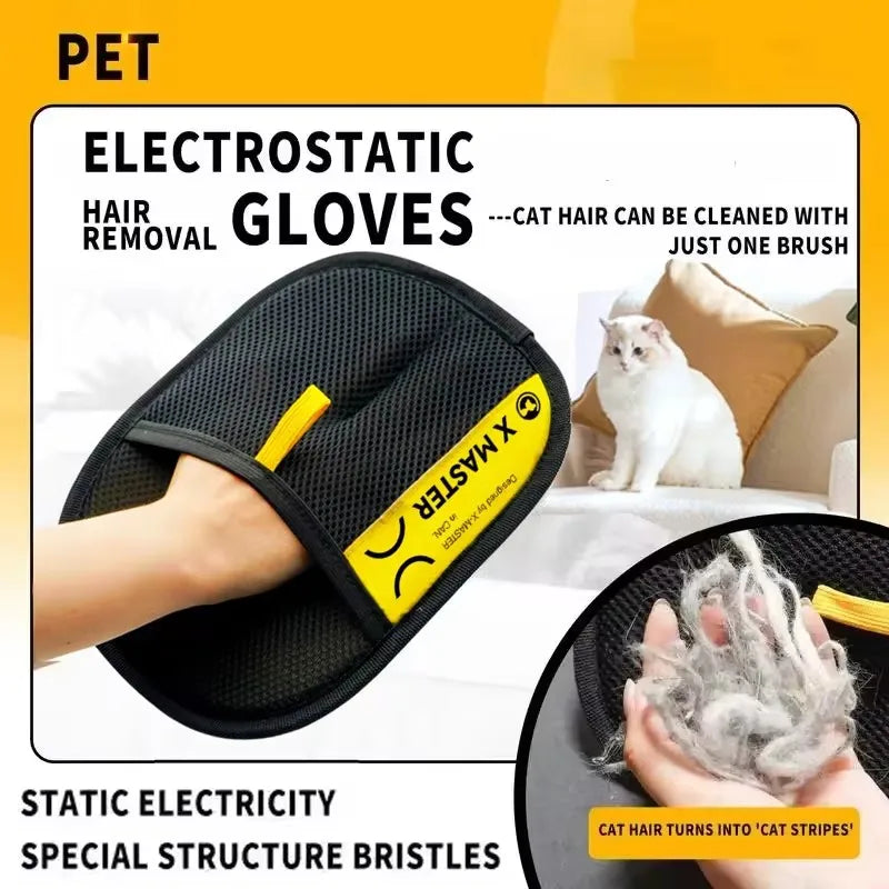 2-in-1 Reusable Pet Hair Remover Glove & Lint Roller Brush