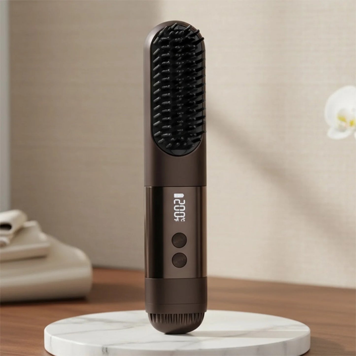 Cordless Hair Straightening Brush - USB Rechargeable