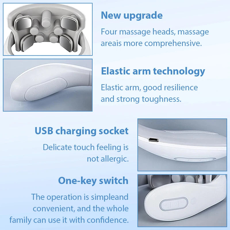 Electric Neck & Shoulder Massager (TENS Pulse + Heating, Hot Compress)