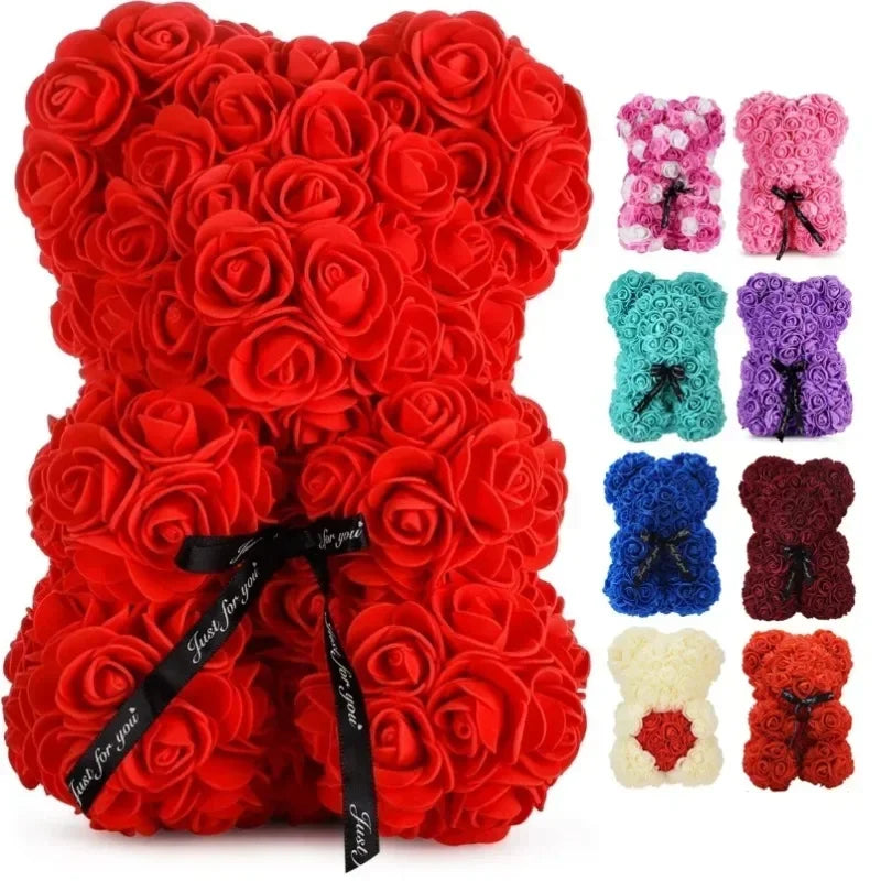 Eternal Rose Teddy Bear (Artificial) — Mom Gift & Room Decor