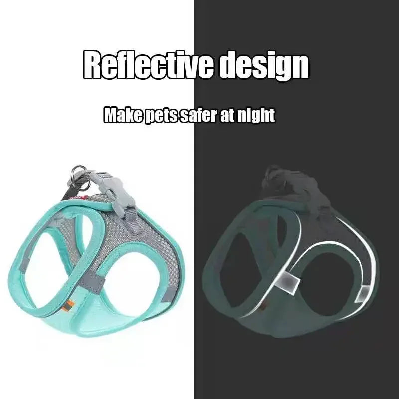 Reflective & Breathable Adjustable Pet Harness Vest with Leash Set