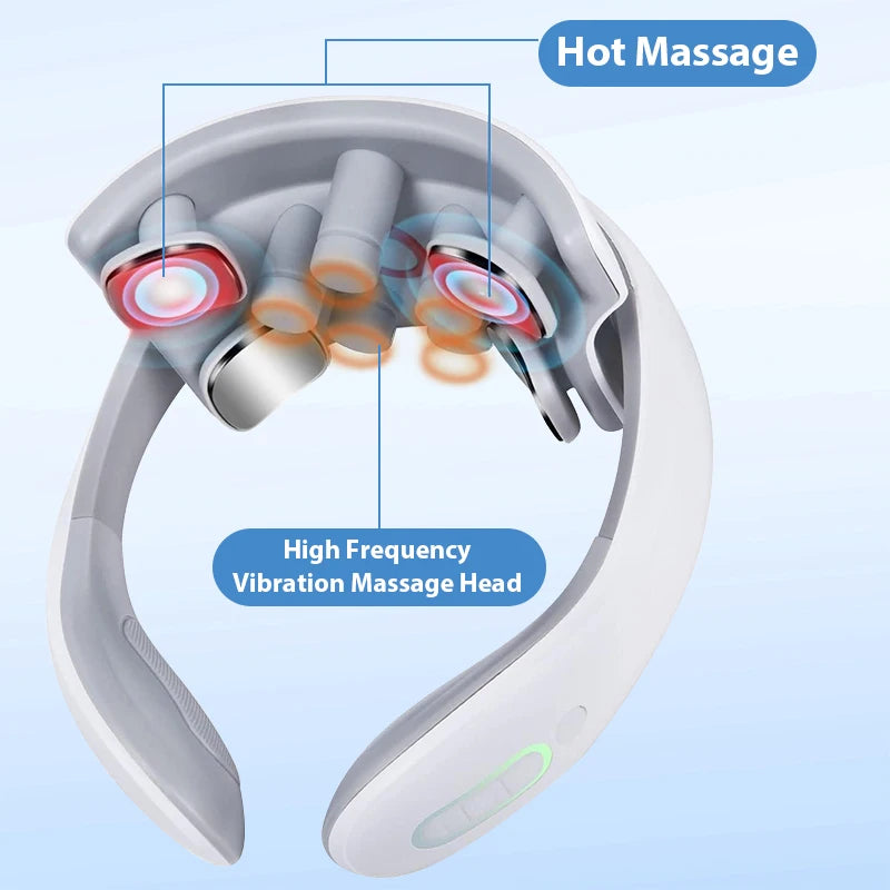 Electric Neck & Shoulder Massager (TENS Pulse + Heating, Hot Compress)