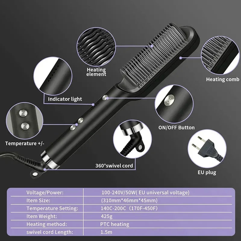 Professional Thermostatic Hair Straightening Brush