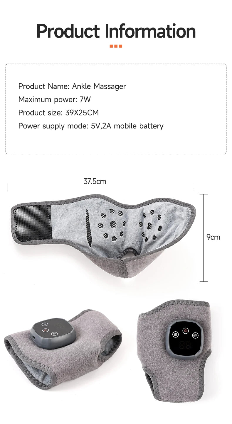 Electric Heat & Vibration Ankle Massager (Heated Wrap/Brace)