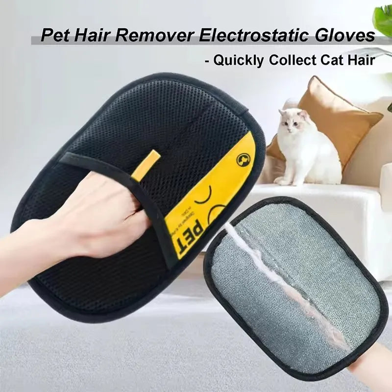 2-in-1 Reusable Pet Hair Remover Glove & Lint Roller Brush