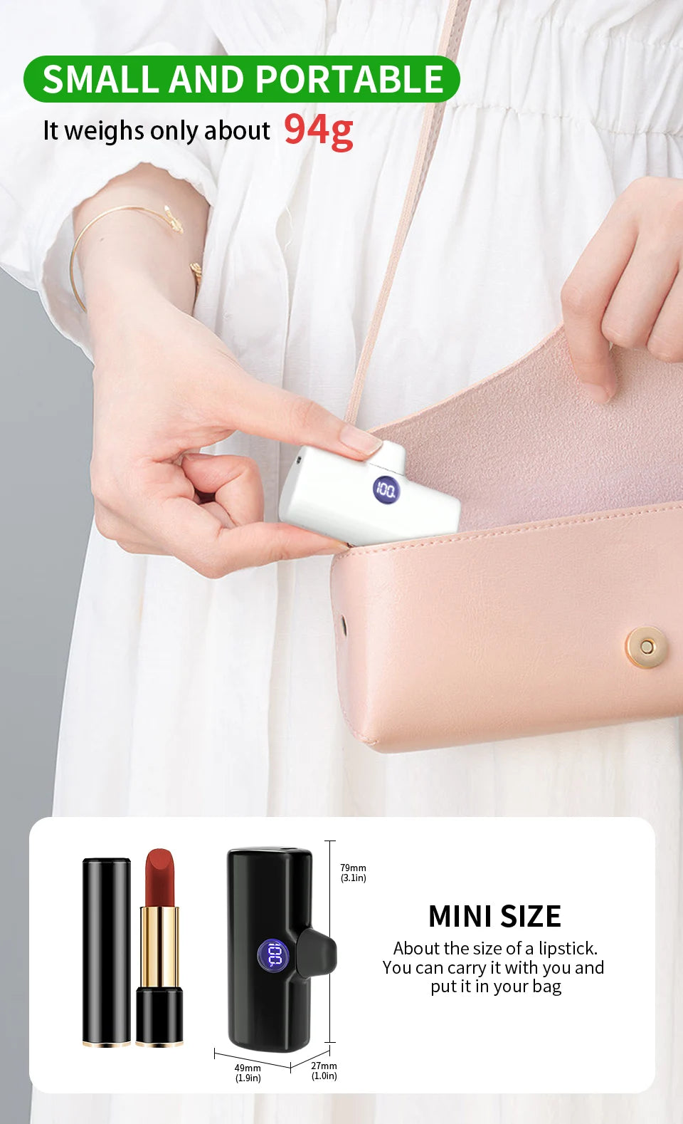 Portable Charger with Built-in Plug - PD Fast Charging