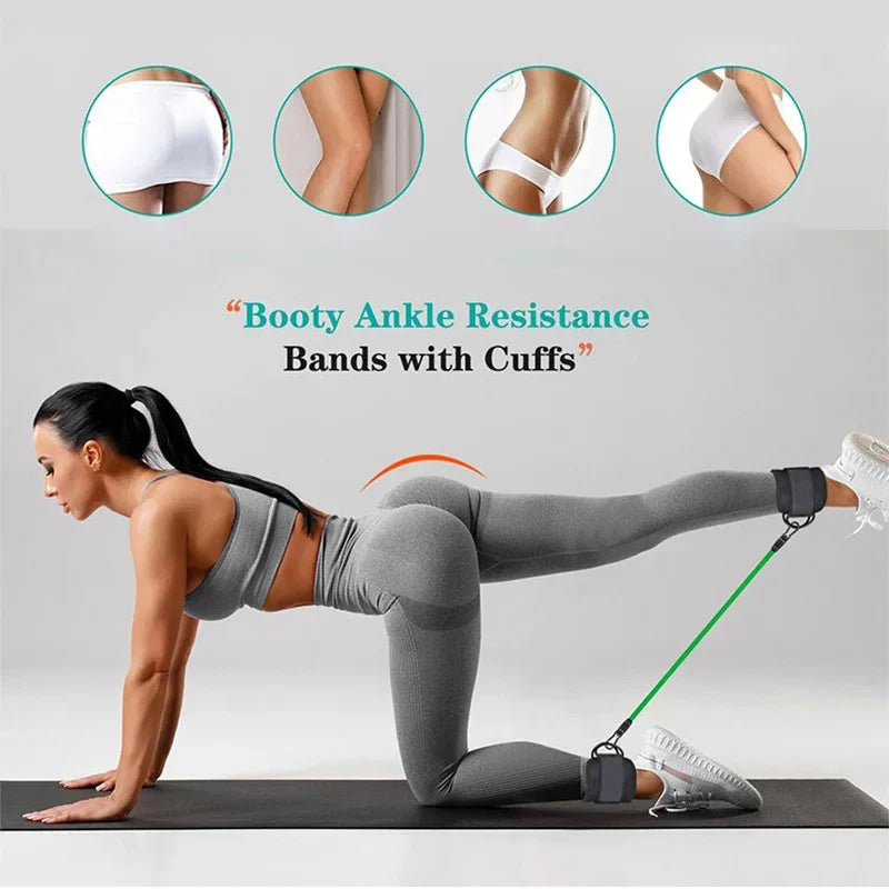 Resistance Band Set (Ankle Straps, Fitness Yoga Elastic Bands for Home Gym)
