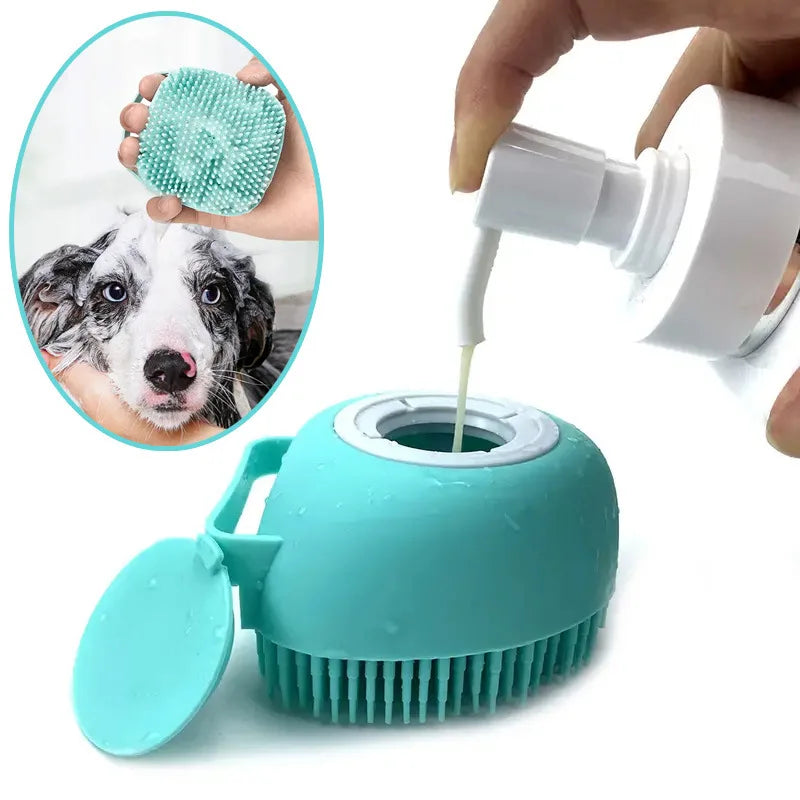 Silicone Pet Bath Massage Brush - Soft Grooming Tool for Dogs & Cats