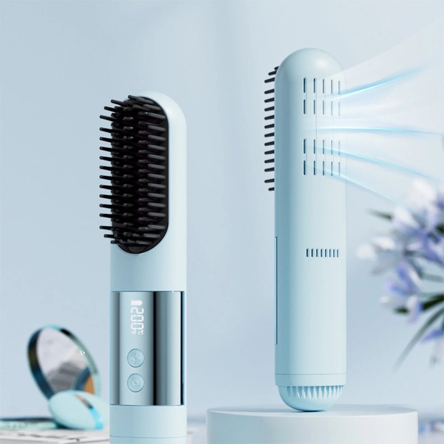 Cordless Hair Straightening Brush - USB Rechargeable