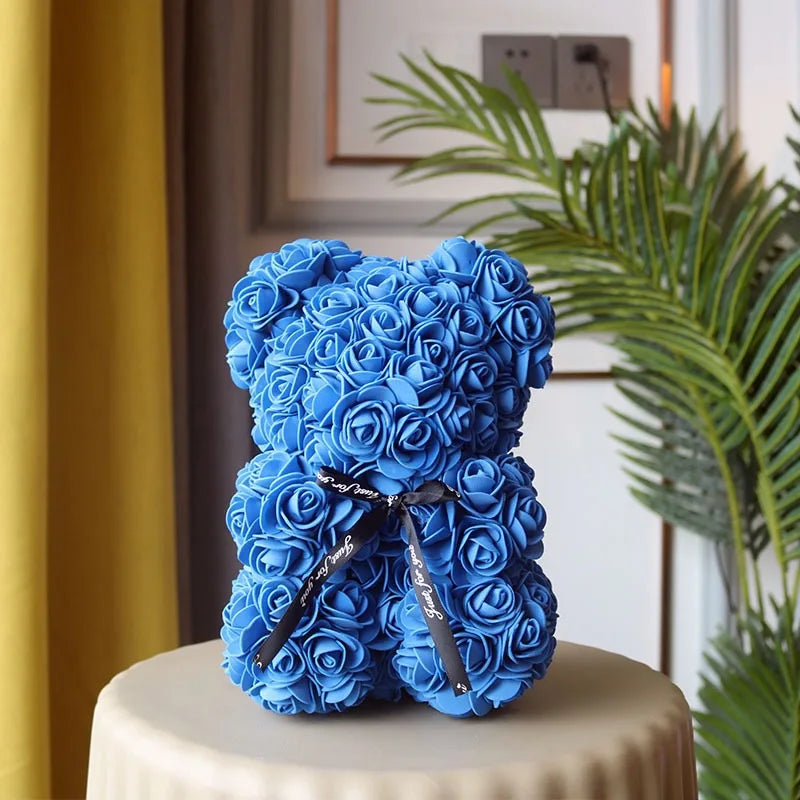 Eternal Rose Teddy Bear (Artificial) — Mom Gift & Room Decor