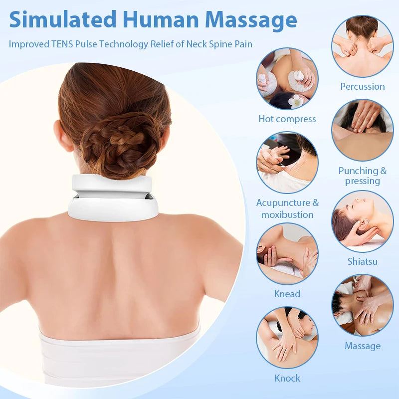 Electric Neck & Shoulder Massager (TENS Pulse + Heating, Hot Compress)