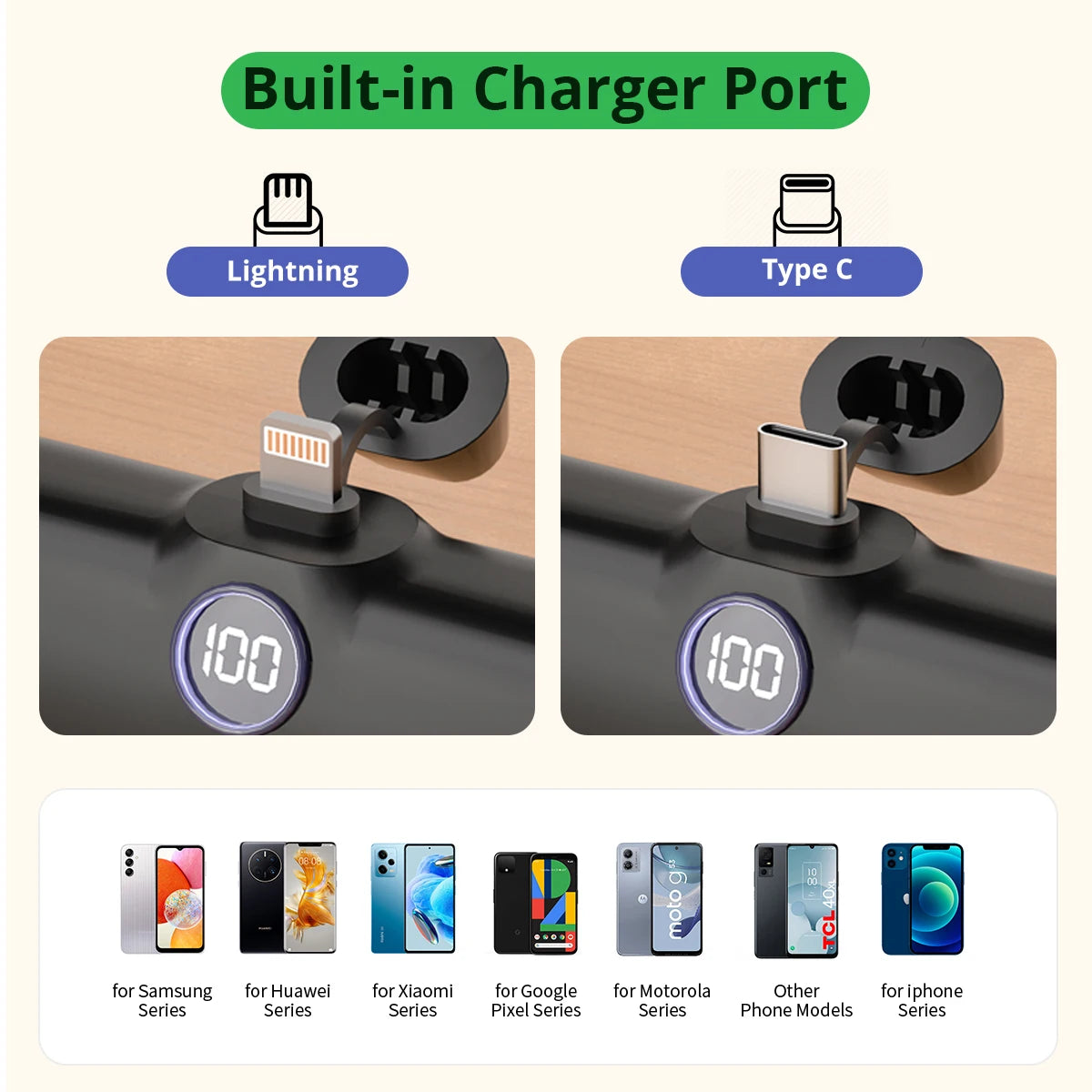 Portable Charger with Built-in Plug - PD Fast Charging