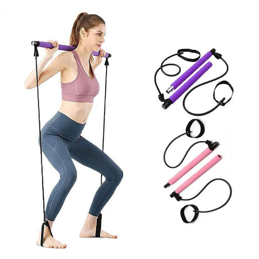 Adjustable Pilates Bar with Resistance Bands