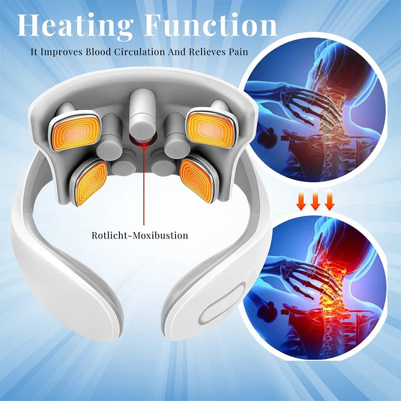 Electric Neck & Shoulder Massager (TENS Pulse + Heating, Hot Compress)