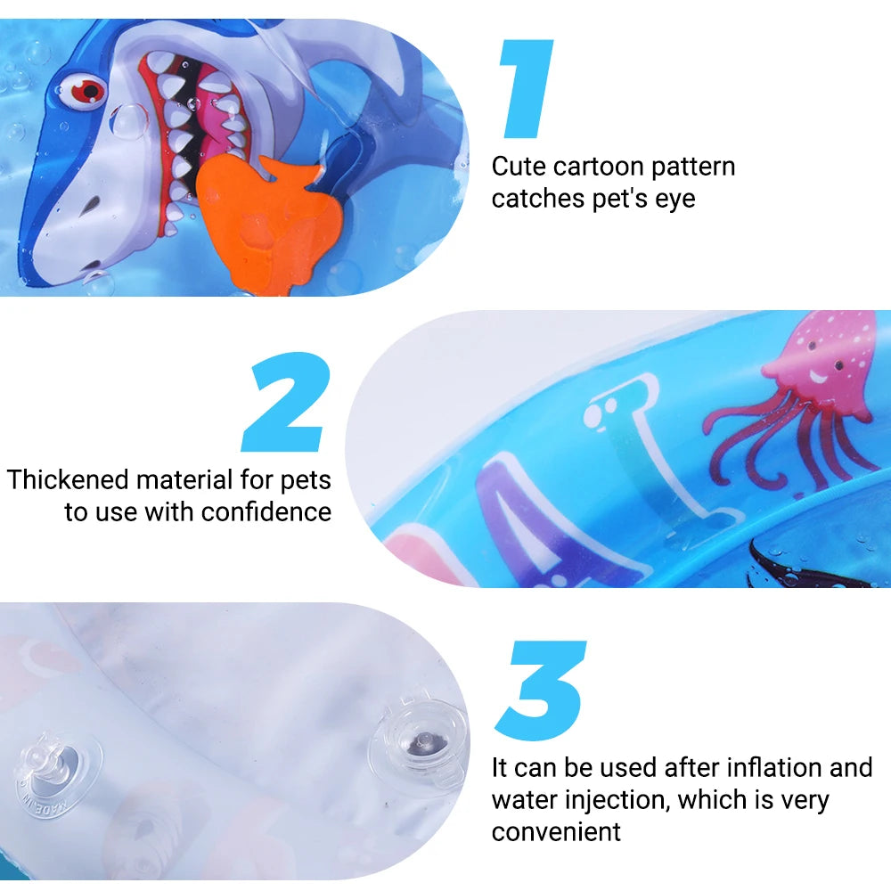 Sensory Water Play Mat for Cats - Interactive PVC Ocean Fish Toy
