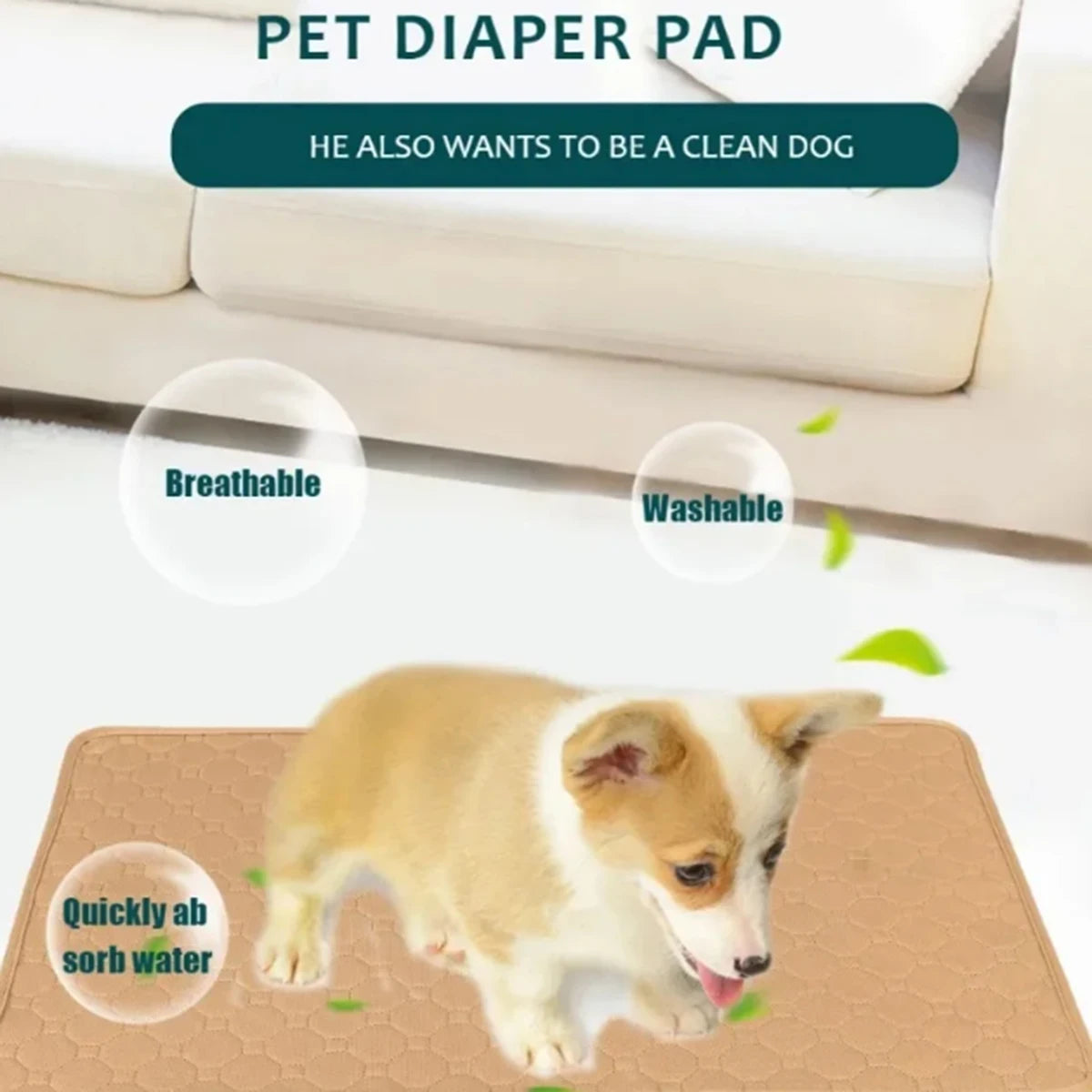 Reusable Washable Dog Pee Pad - Waterproof & Absorbent Training Mat