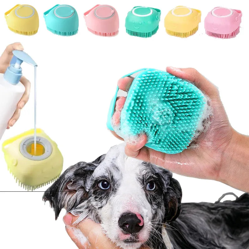 Silicone Pet Bath Massage Brush - Soft Grooming Tool for Dogs & Cats