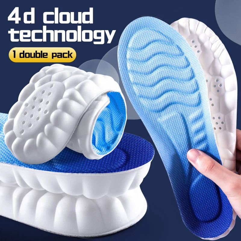 4D Cloud Sports Insoles (PU, Shock Absorbing, Breathable) — Running & Orthopedic Care