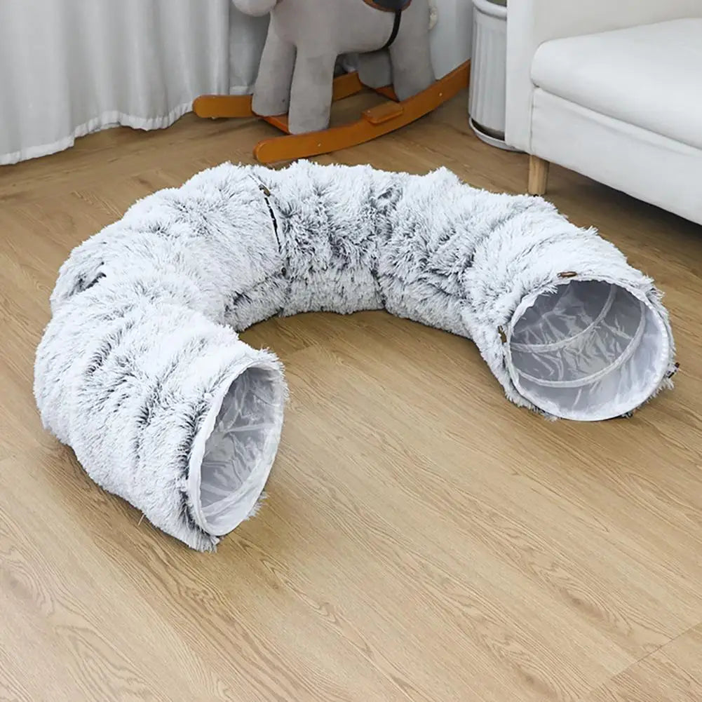Washable Plush Cat Tunnel Bed - Donut Style